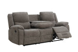 Mocha Fabric 3 Seater Manual Recliner Sofa with Cup Holder