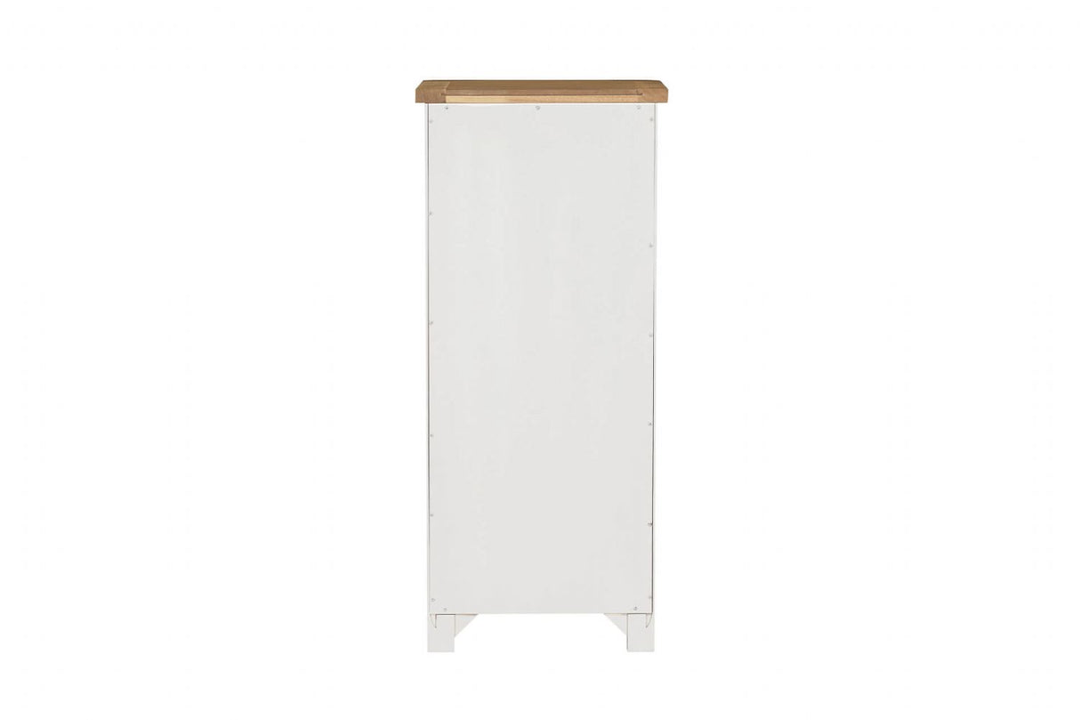 Cashmere Wooden 5 Drawer Narrow Tallboy with Oak Top