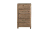 Rustic Reclaimed Pine Wood 5 Drawer Tallboy