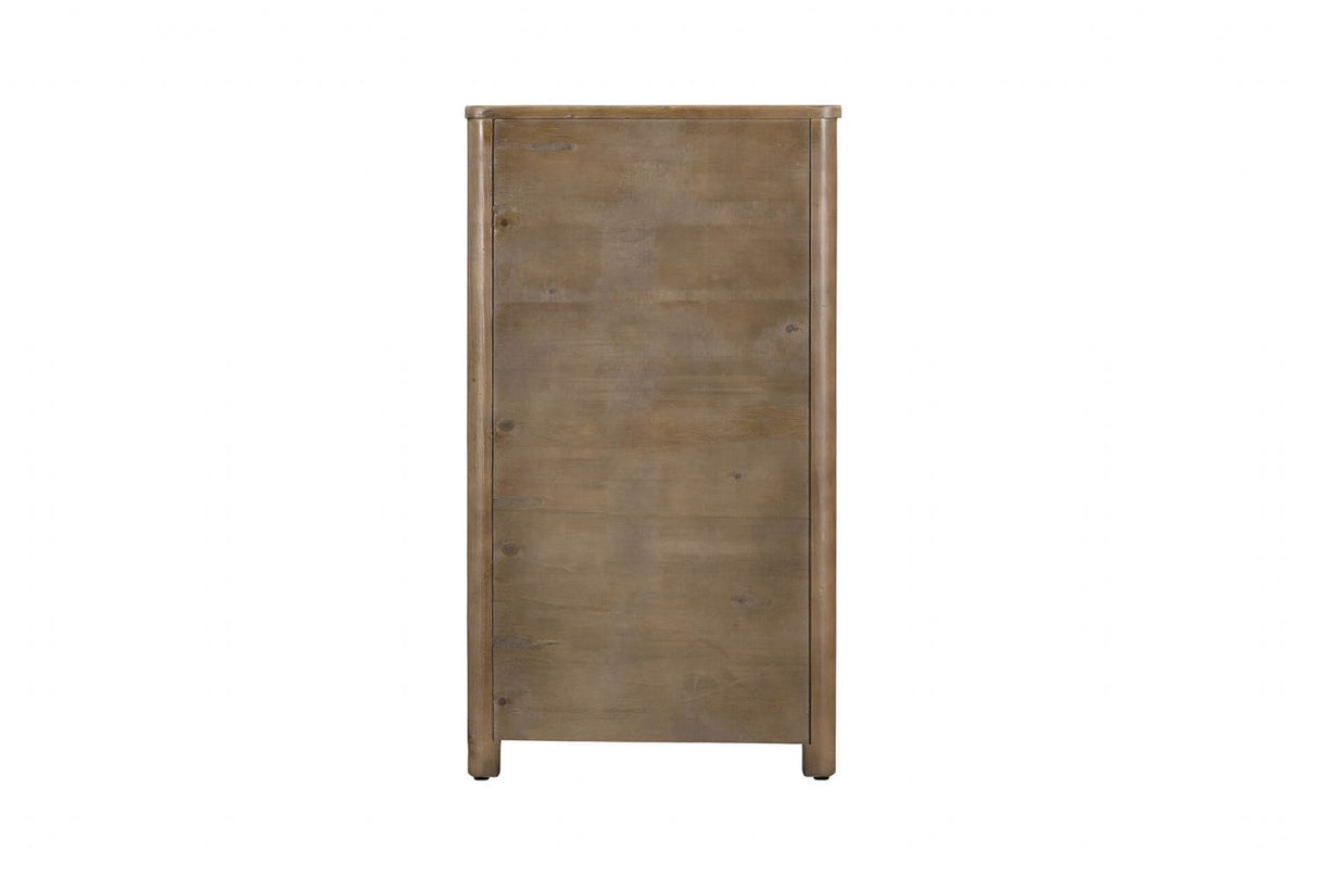 Rustic Reclaimed Pine Wood 5 Drawer Tallboy