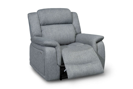 Grey Fabric Electric Recliner Armchair Pillow Top Arms