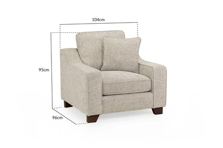 Stone Fabric Armchair with Dark Wooden Feet