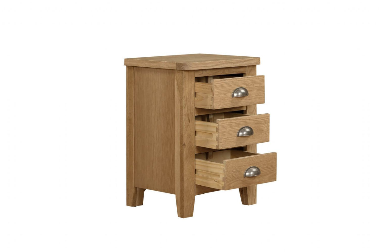 Marsden Bedside Table 3 Drawer Natural Oak (Nett)