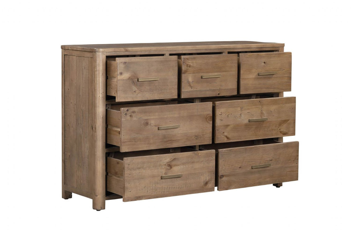 Rustic Wooden 3 Over 4 Drawer Dressing Chest