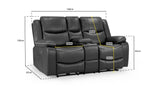 Black Leather 2 Seater High Back Electric Recliner Sofa