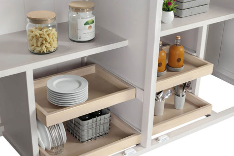 Taupe Wooden Larder Hutch Storage Washed Oak Top