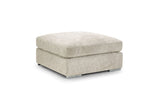 Beige Chenille Fabric Square Footstool