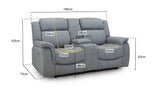 Grey Fabric 2 Seater Electric Recliner Sofa Pillow Top Arm