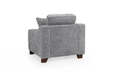 Slate Grey Woven Fabric Armchair Wooden Feet