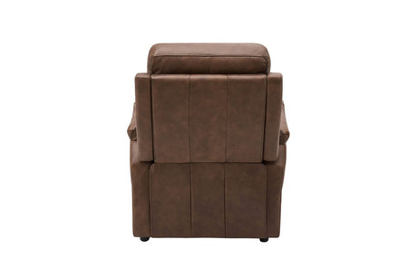 Brown Leather Upholstered Armchair Padded Armrests