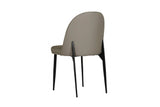 Grey Leather Curved Back Dining Chair Black Metal Legs