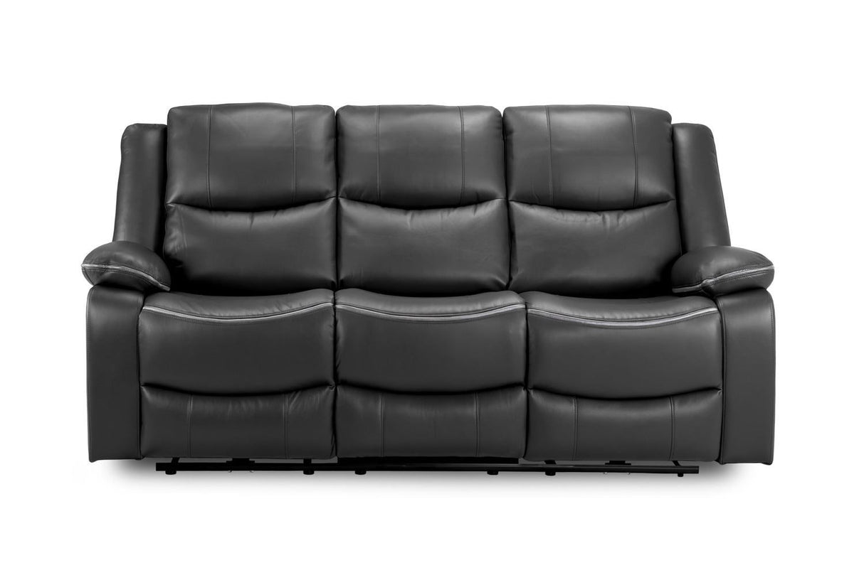 Black Leather High Back 3 Seater Electric Recliner Sofa