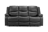 Black Leather High Back 3 Seater Electric Recliner Sofa