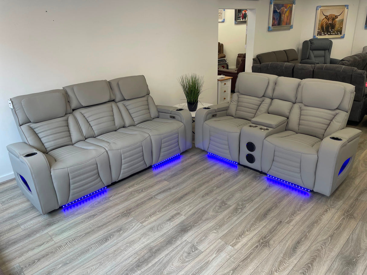 Hermes 3+2 Electric Recliner Sofa Set with LED Lights & Wireless Charging