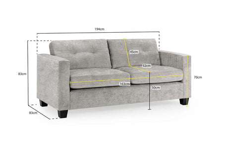 Santa Cruz 3 Seater Sofa – Spacious Grey Fabric Seating - Ready2GoFurniture 
