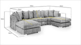Platinum Fabric Scatterback Corner U Shape Sofa