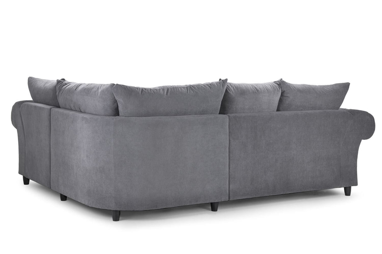 Grey Fabric Corner Fullback Sofa with Scroll Arms RHF