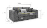 Beige Chenille Fabric Standard Back 3 Seater Sofa