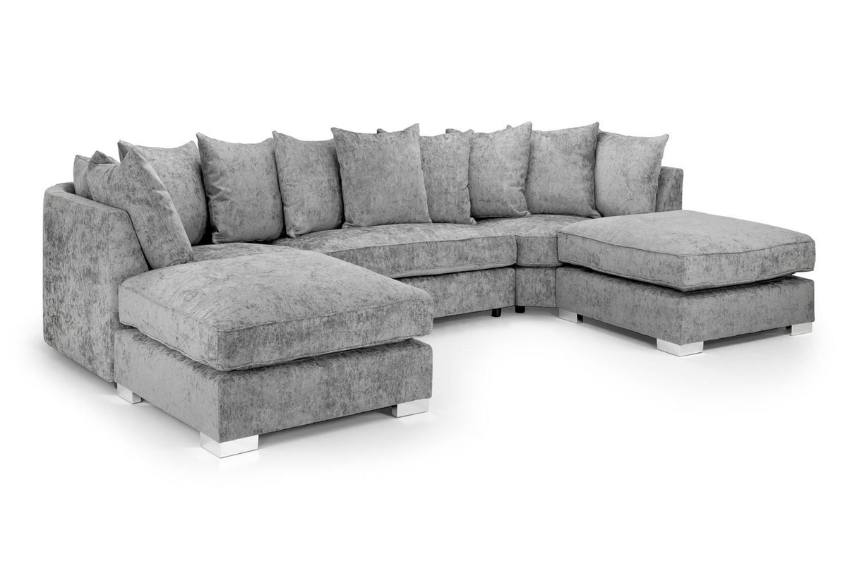 Platinum Fabric Scatterback Corner U Shape Sofa