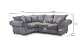 Grey Fabric Buttoned Left Hand Facing Fullback Corner Sofa
