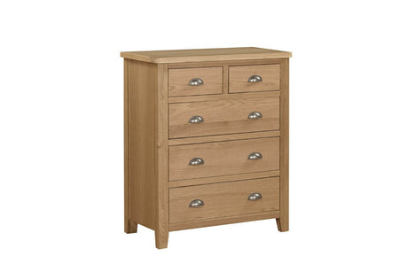 Marsden Tall Chest 5 Drawer Natural Oak (Nett)