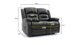 Black Leather Effect 2 Seater Electric Recliner Sofa