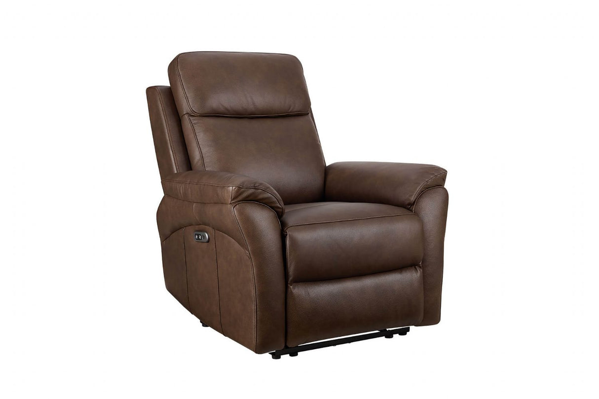 Brown Leather Upholstered Electric Recliner Chair