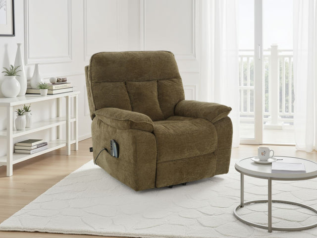 Brown Fabric Electric Rise and Recliner Massage Chair