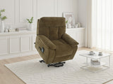 Brown Fabric Electric Rise and Recliner Massage Chair