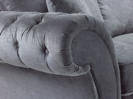 Grey Fabric Corner Fullback Sofa with Scroll Arms RHF