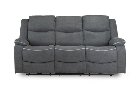 Grey Fabric 3 Seater High Back Electric Recliner Sofa