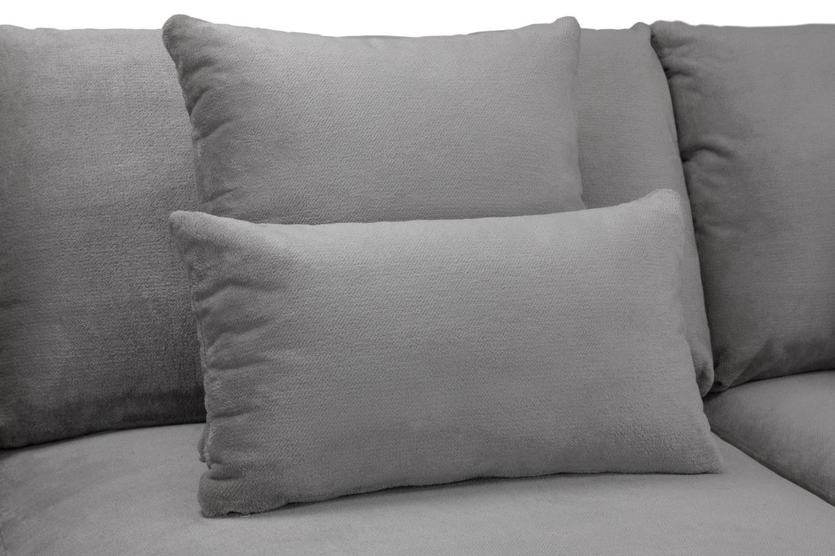 Grey Fabric Pillow Back Corner Sofa Left Hand Facing