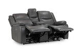 Grey Leather 2 Seater High Back Electric Recliner Sofa