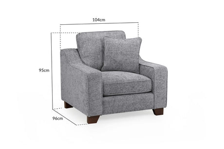 Slate Grey Woven Fabric Armchair Wooden Feet