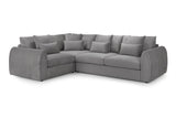Grey Fabric Pillow Back Corner Sofa Left Hand Facing