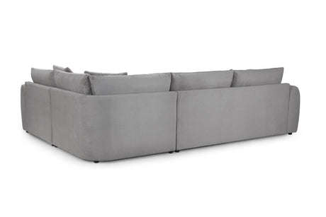 Grey Velvet Corner Group Sofa Right Hand Facing