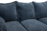 Blue Fabric Pillow Back Large Corner Sofa Group