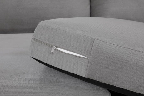Grey Fabric Upholstered Large Corner Group Sofa Curved Arms