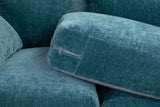 Teal Blue Fabric Large Pillow Back Corner Sofa