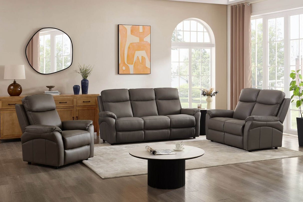 Truffle Leather Single Seater Sofa with Padded Armrests