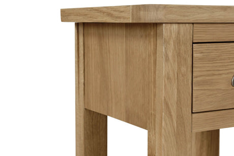 Natural Oak 1 Drawer Small Lamp Table with Shelf
