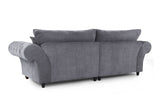Grey Fabric 4 Seater Fullback Sofa Buttoned Tufted Arms