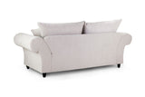 Stone Fabric Buttoned Back Fullback 3 Seater Sofa Scroll Arms