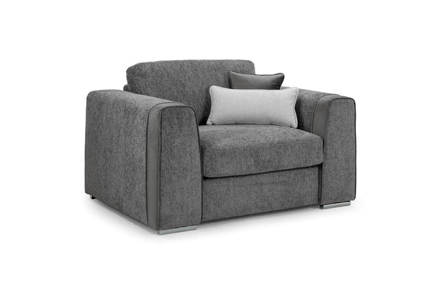 Grey Chenille Fabric Upholstered Armchair