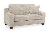 Stone Fabric 2 Seater Sofa Standard Back Dark Wooden Feet