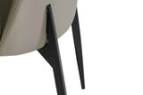 Grey Leather Curved Back Dining Chair Black Metal Legs