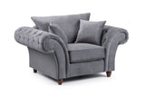 Grey Fabric Fullback Armchair Button Tufted Scroll Arms