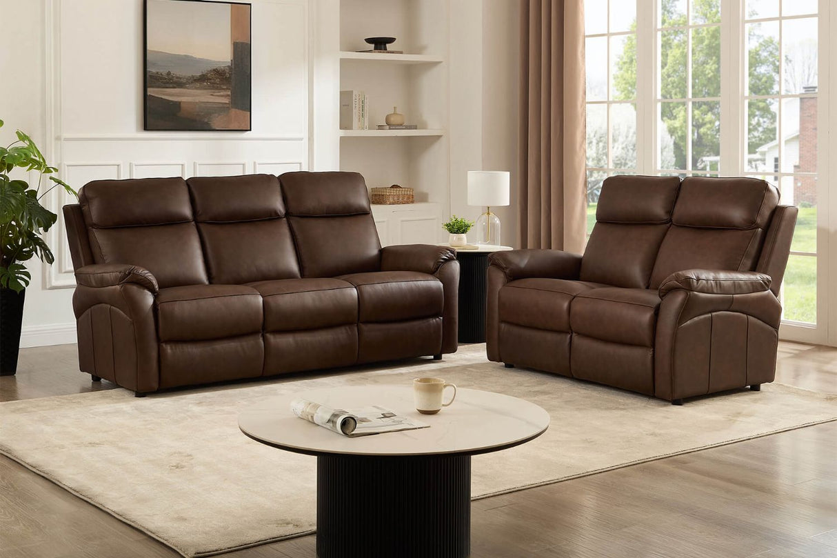 Brown Leather Upholstered 2 Seater Sofa