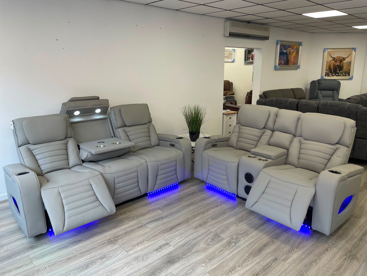 Hermes 3+2 Electric Recliner Sofa Set with LED Lights & Wireless Charging