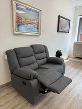 Sorrento 2-Seater Fabric Recliner – Grey Chenille